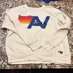 Aviator Nation Cream sweat set with Multicolor Logo